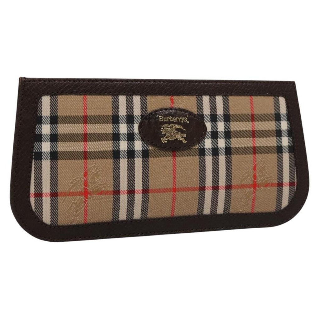Burberrys Glasses Case Canvas Beige Auth 103406
